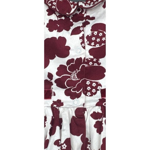 Trish Scully Child Burgundy Floral Velvet Bow/Trim Smocked Lined Dress Sz 5 - Picture 8 of 10